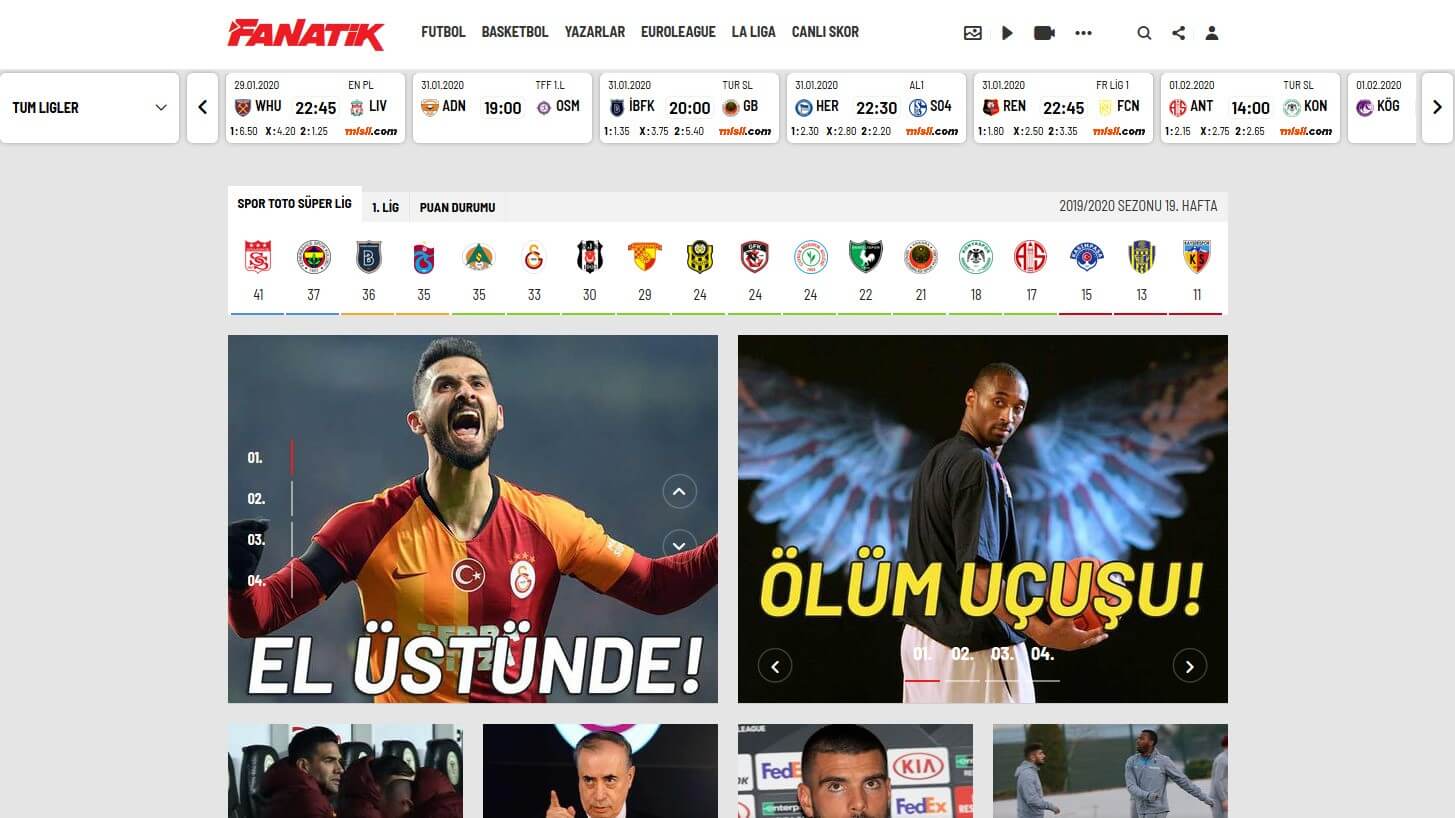 Turkish Newspapers 28 Fanatik Website