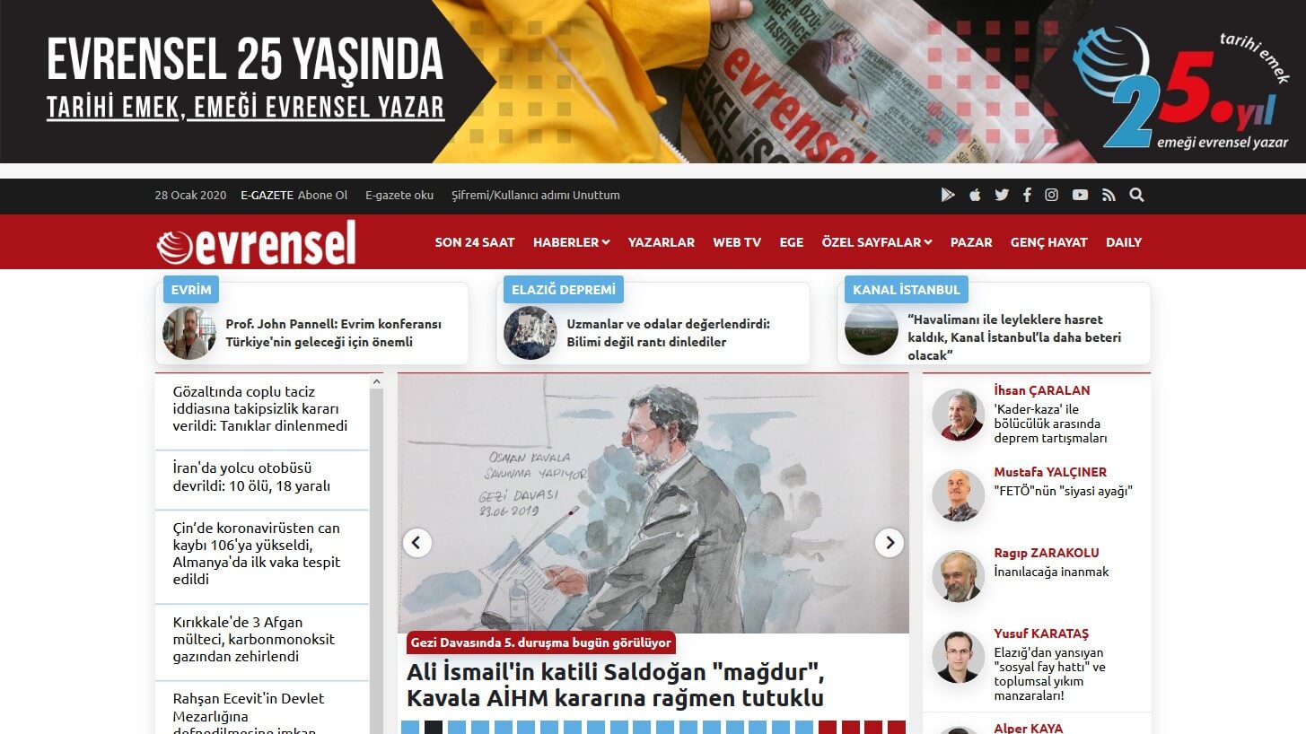 Turkish Newspapers 34 Evrensel Website