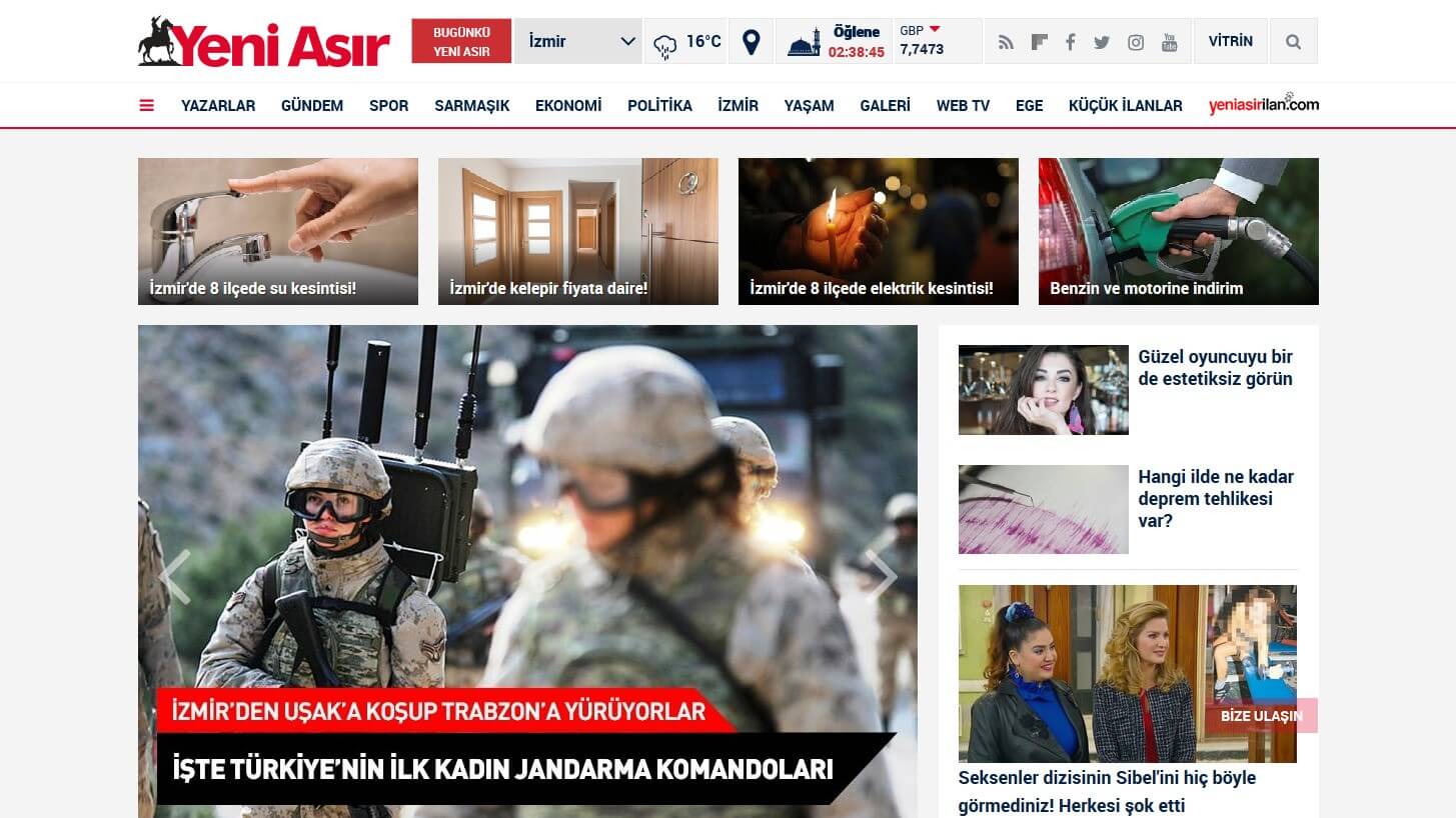 Turkish Newspapers 36 Yeni Asir Website