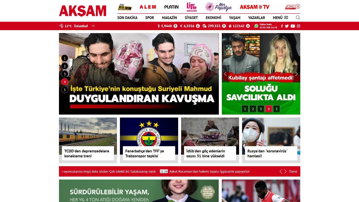 Turkish Newspapers 5 Aksam Website