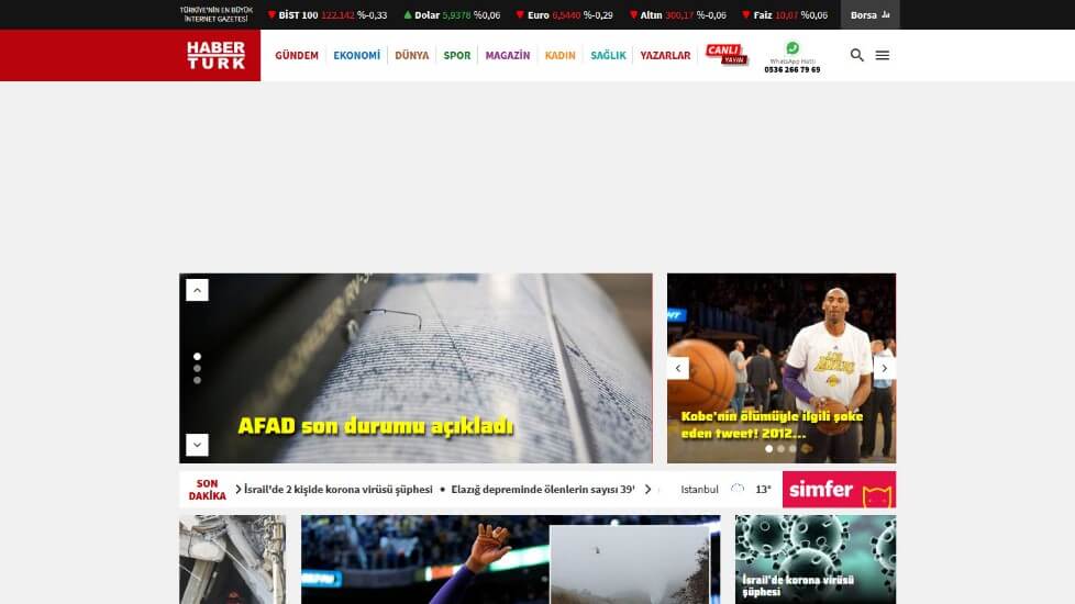 Turkish Newspapers 7 Haberturk Website