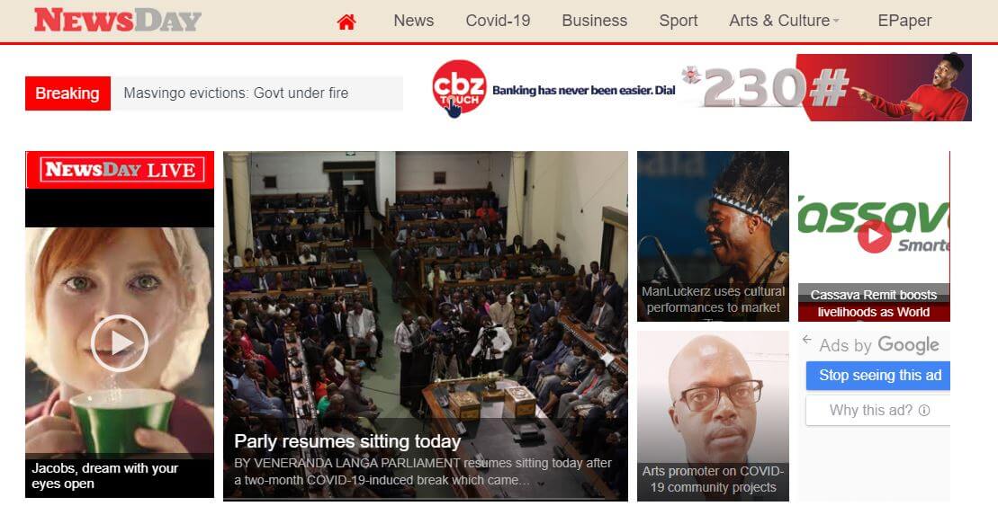 Zimbabwe 2 NewsDay website