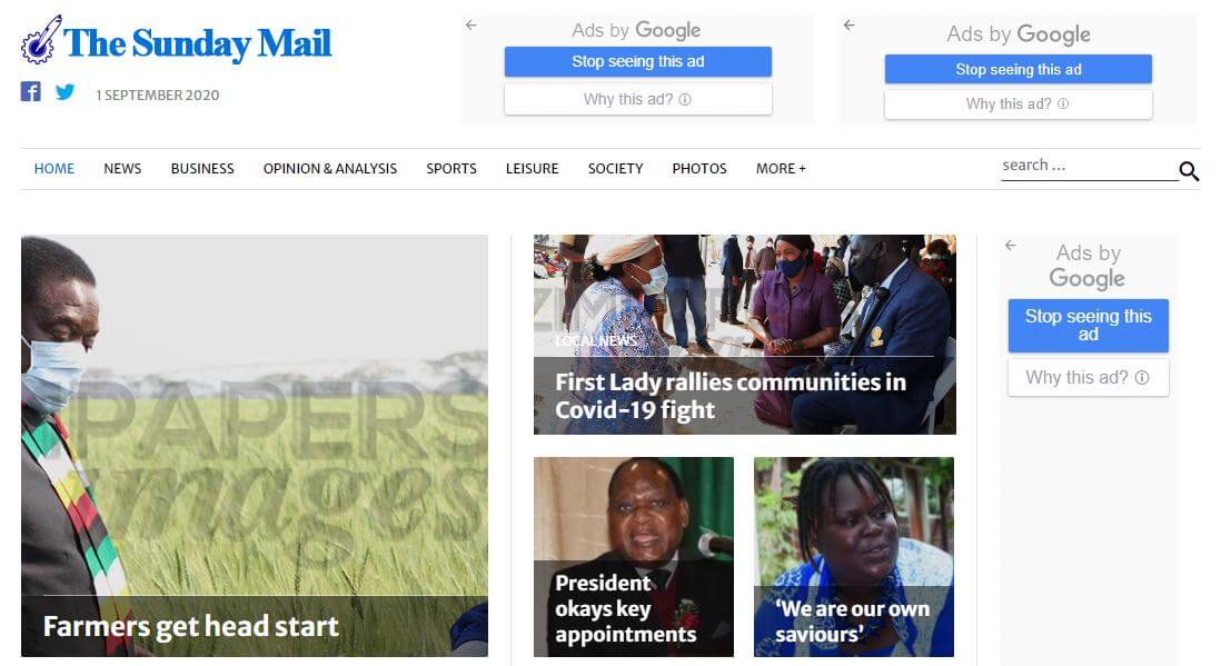 Zimbabwe 5 Sunday Mail webiste