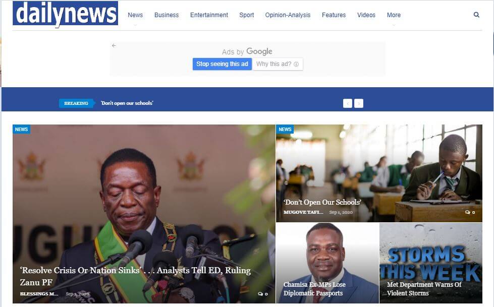 Zimbabwe 6 Daily News website