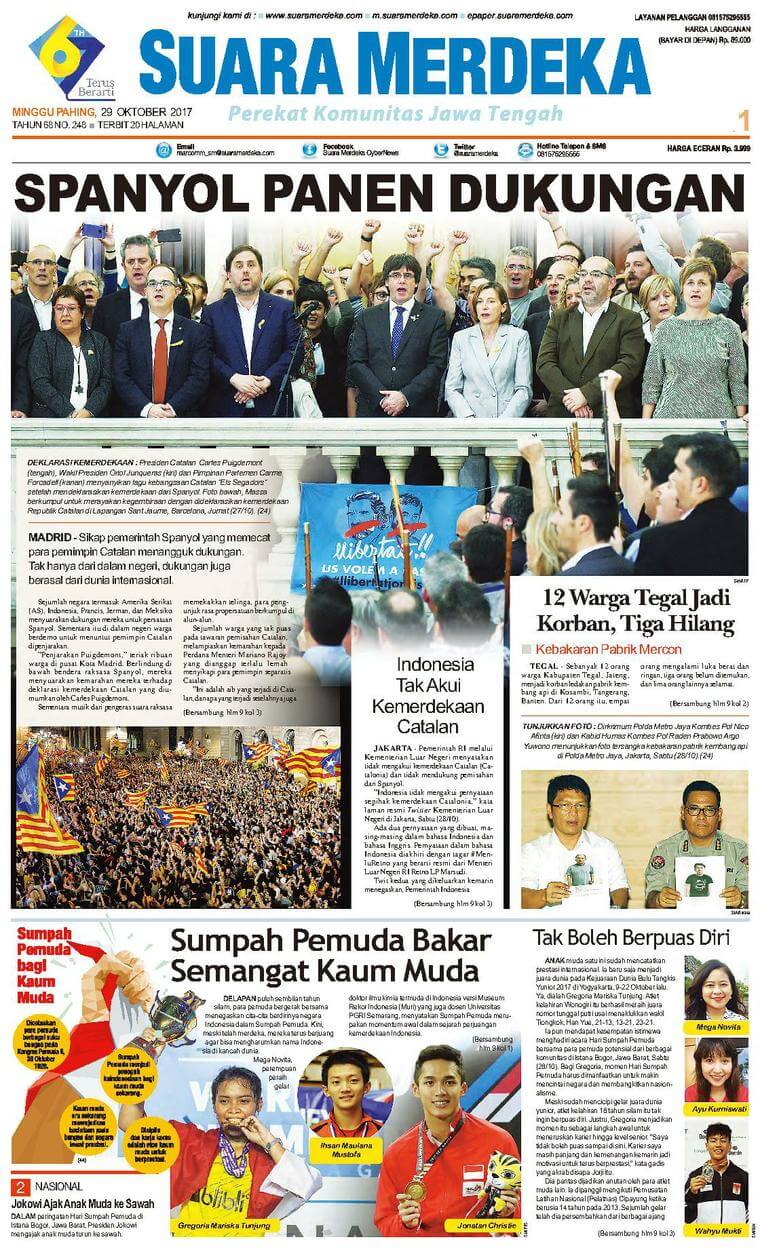 Indonesian Newspaper 18 Suara Merdeka