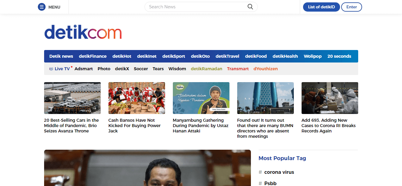 Indonesian Newspaper 23 DeTik website