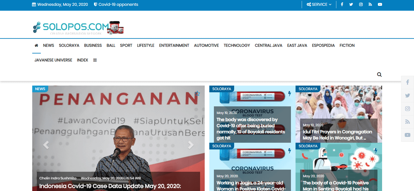 Indonesian Newspaper 32 Solopos website