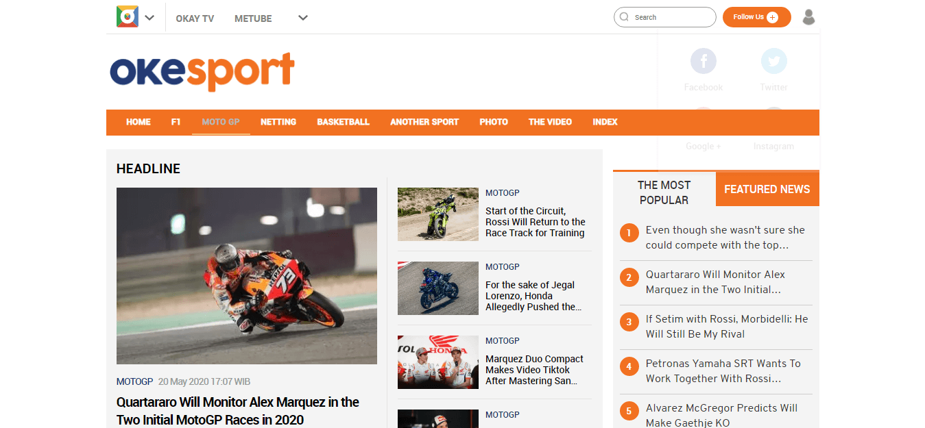 Indonesian Newspaper 50 Okesport website