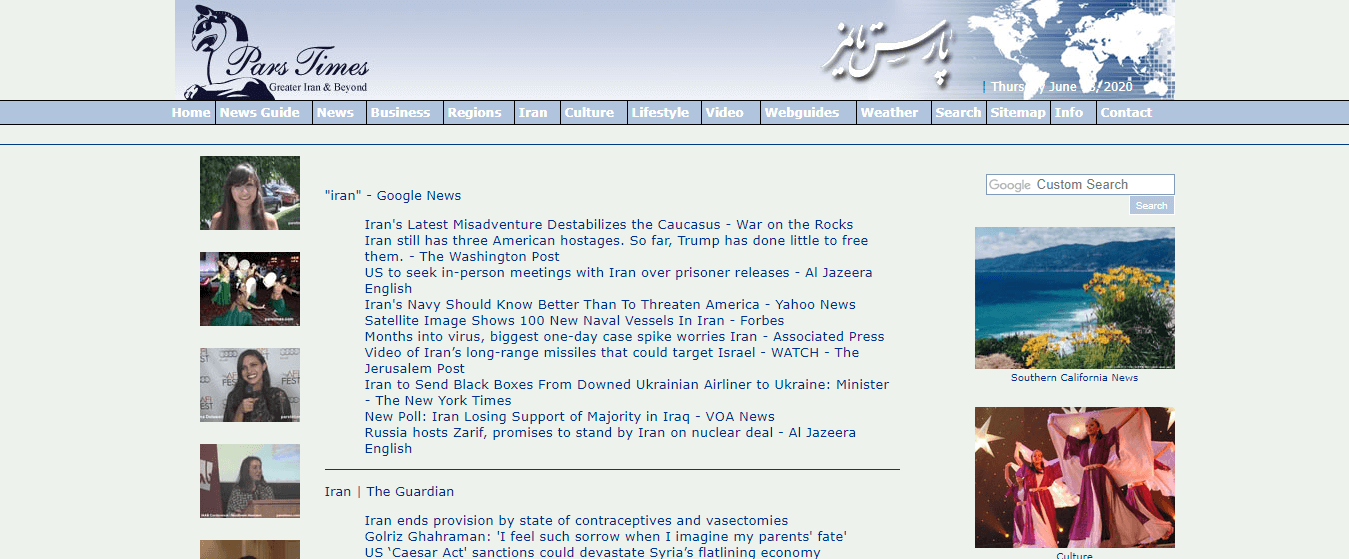 Iranian Newspapers 34 Pars Times Website