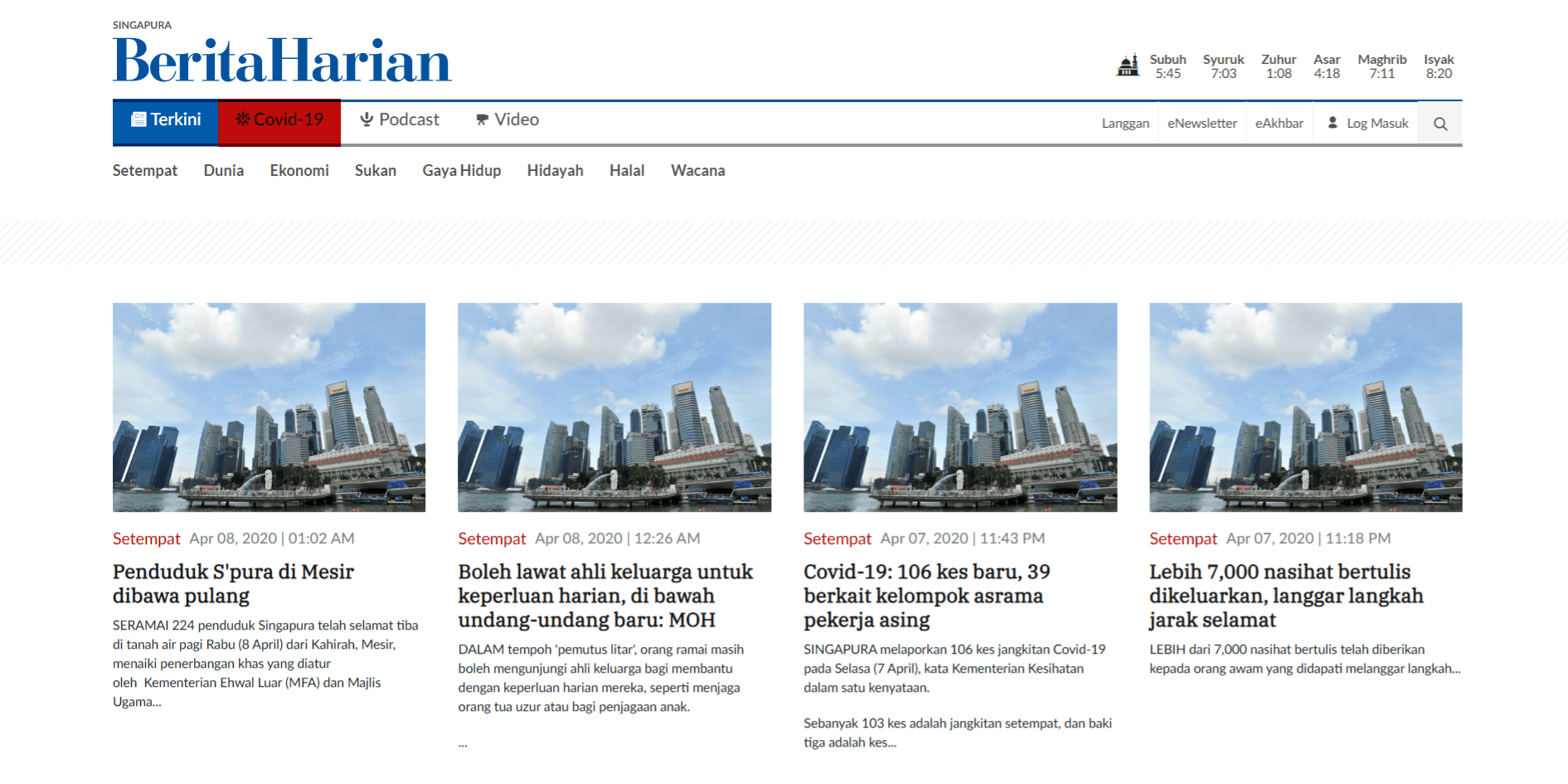 SIngapore Newspapers 15 Berita Harian Singapore Website