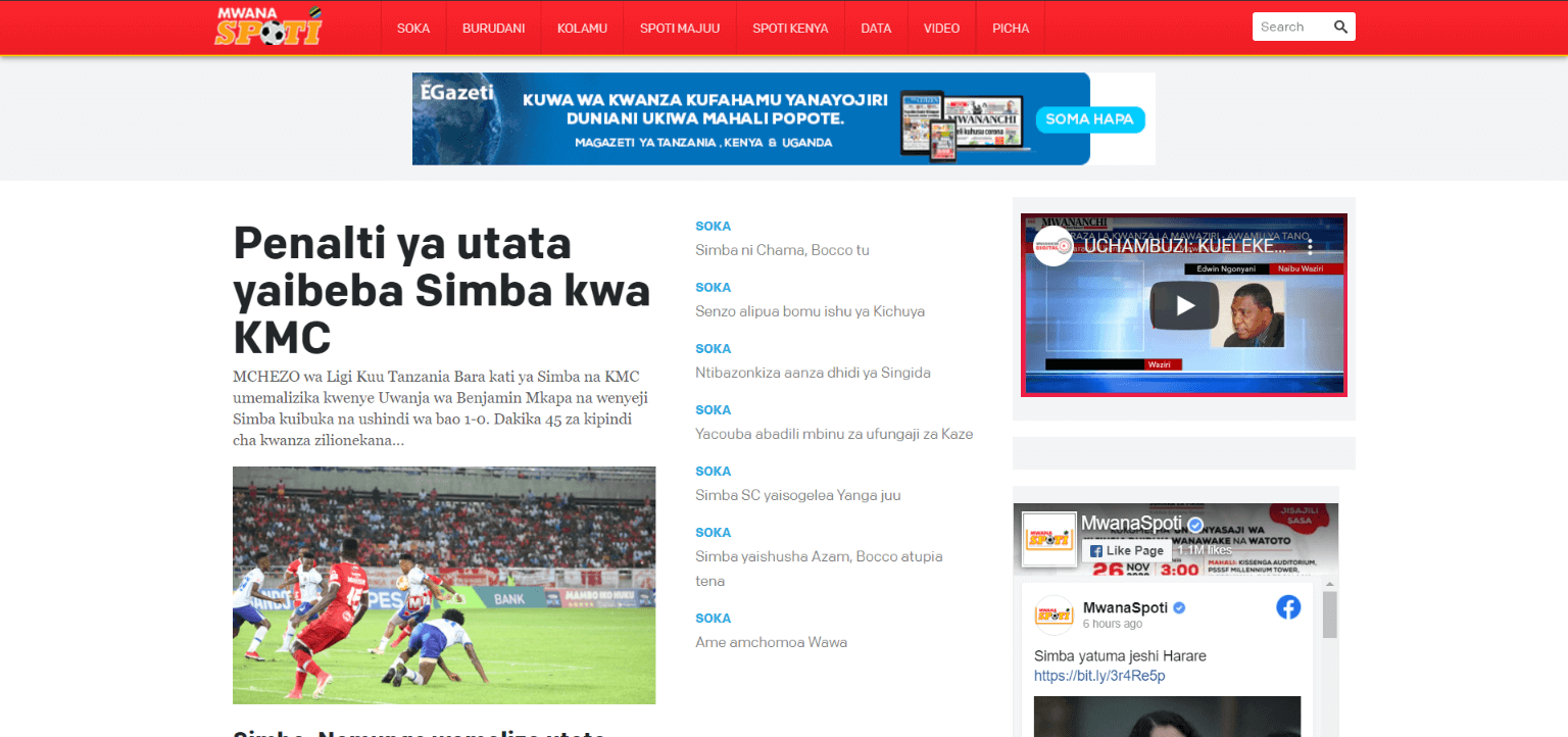 Tanzania newspapers 22 mwanaspoti website