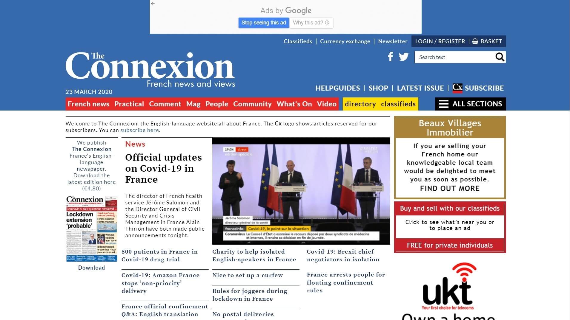 france newspapers 3 The Connexion website
