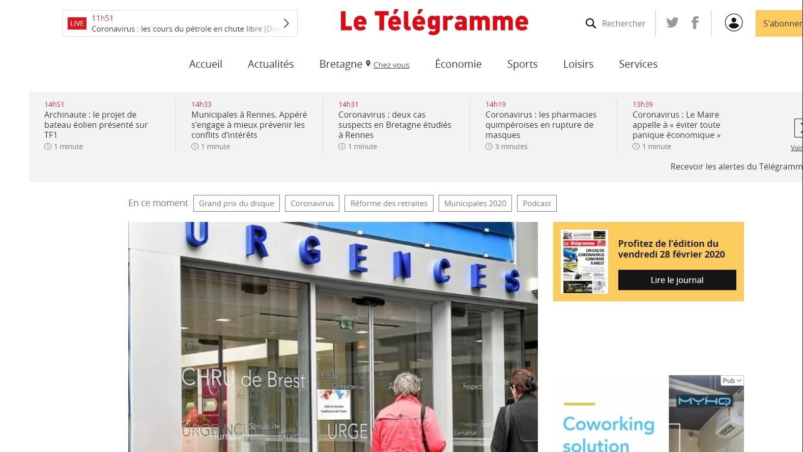 france newspapers 32 Le Telegramme website