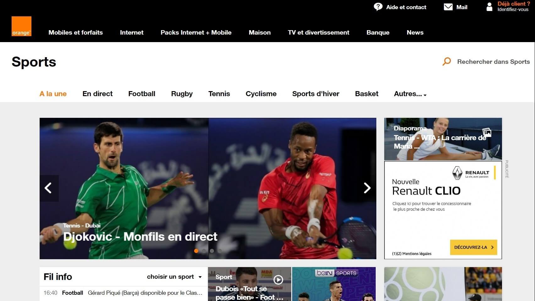france newspapers 42 Sports.orange.fr website