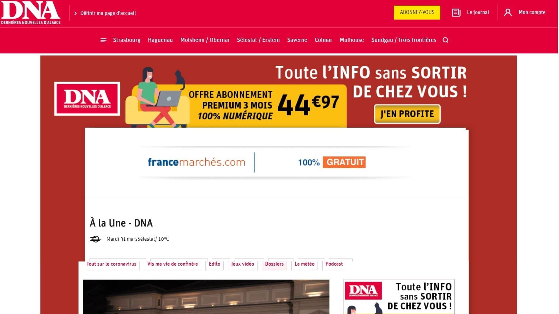 france newspapers 51 Les Dernieres Nouvelles d Alsace website