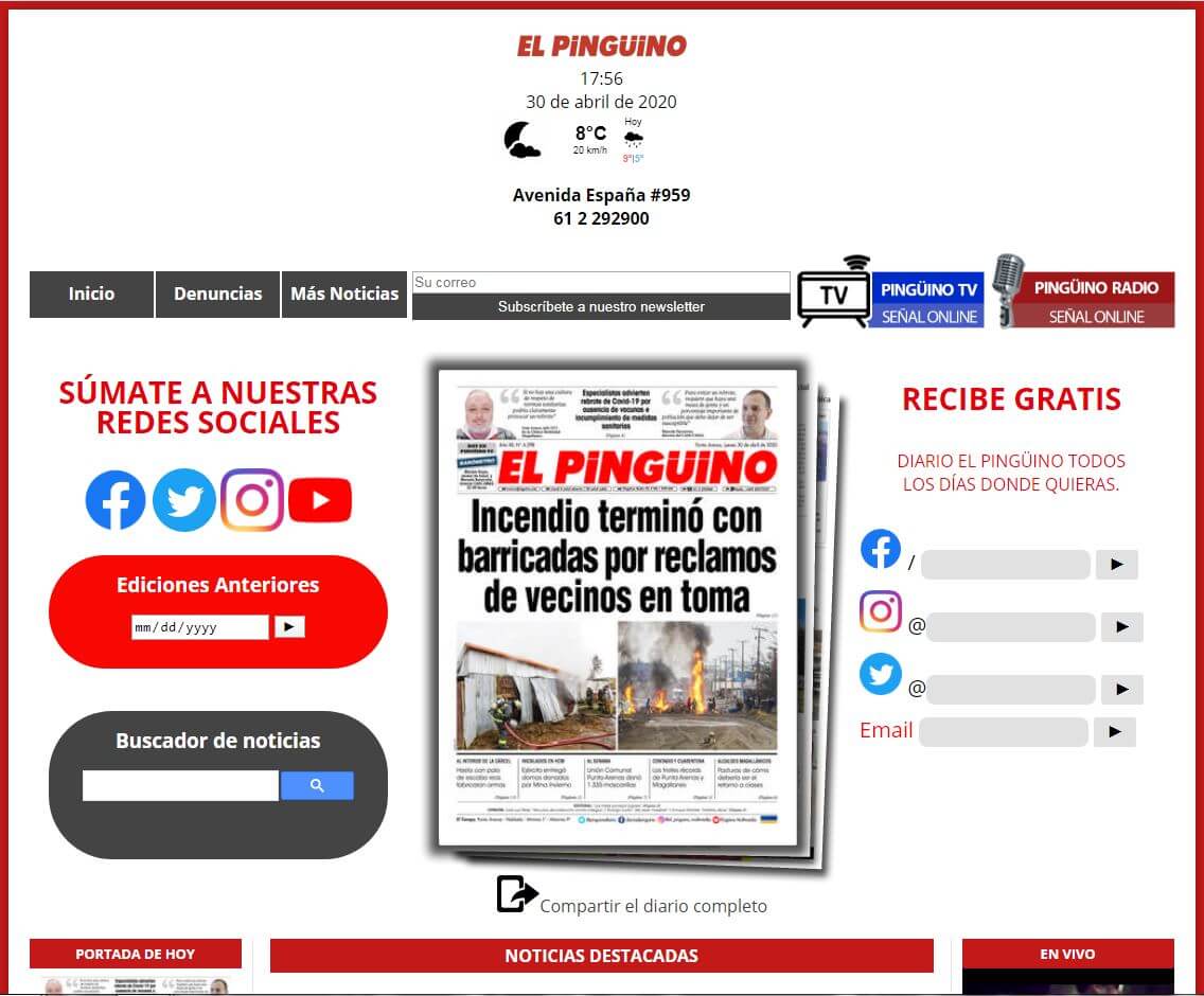 periodicos de chile 13 el pinguino website