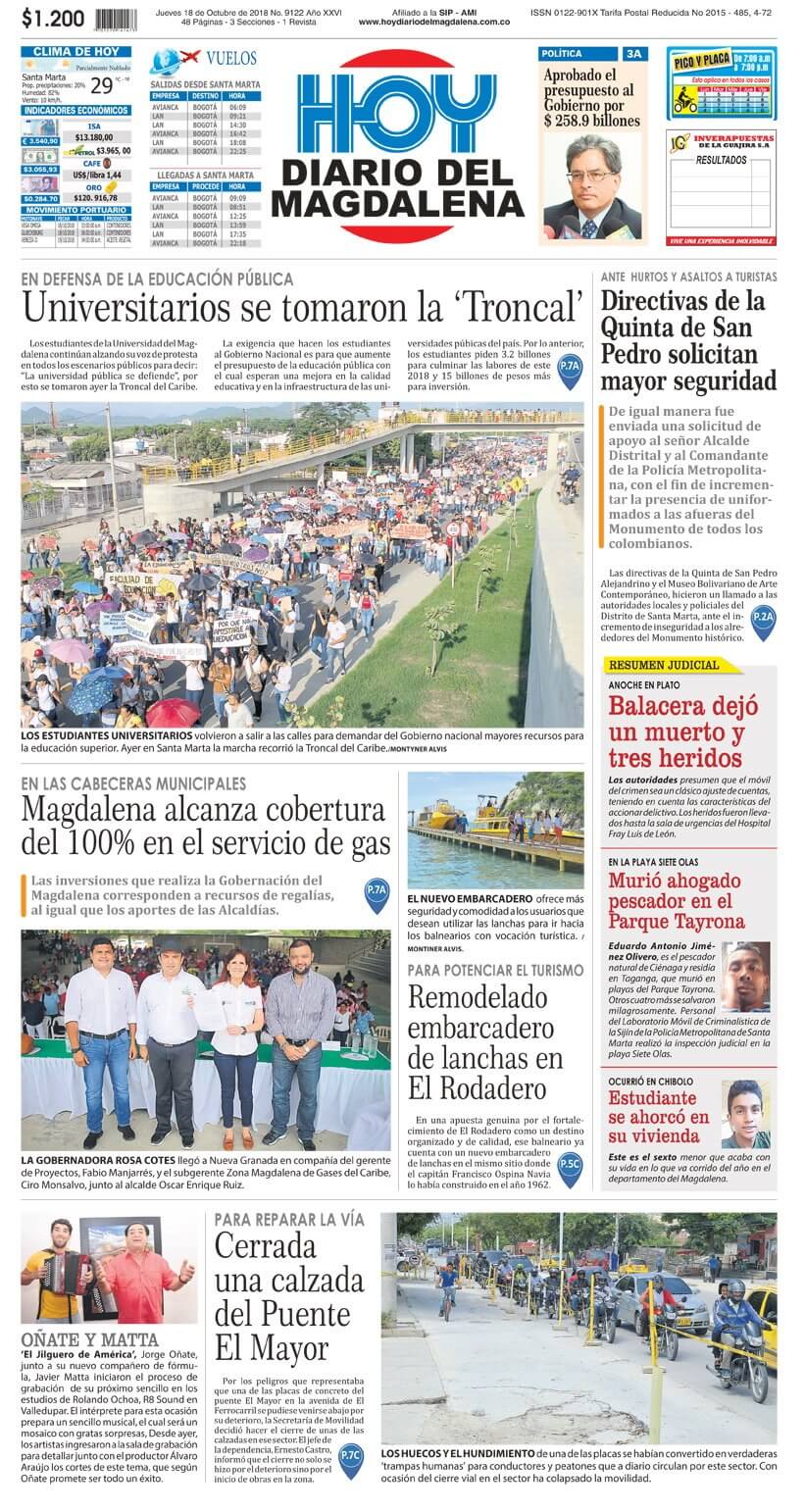 periodicos de colombia 14 hoy diario de la magdalena