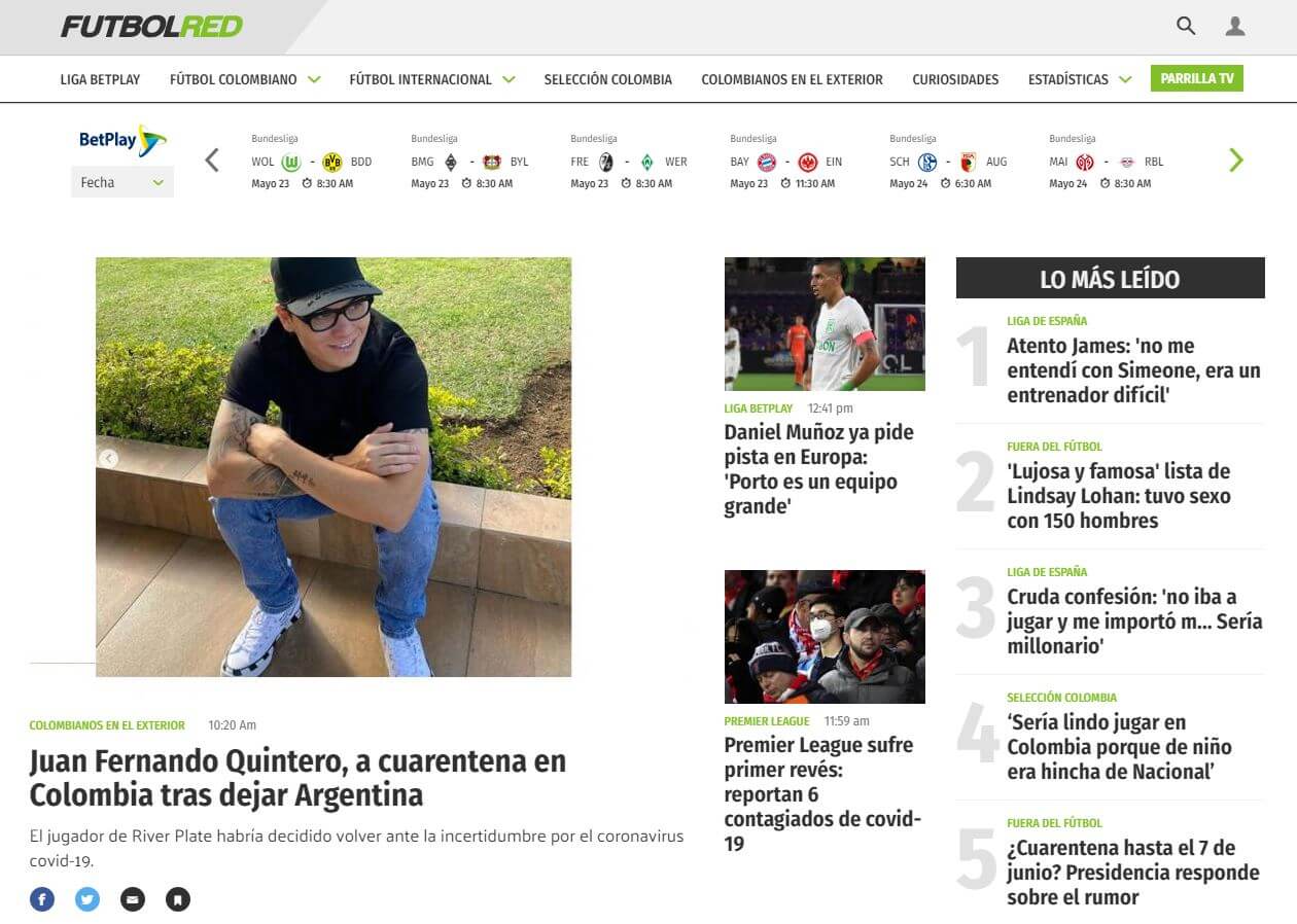 periodicos de colombia 41 futbolred website