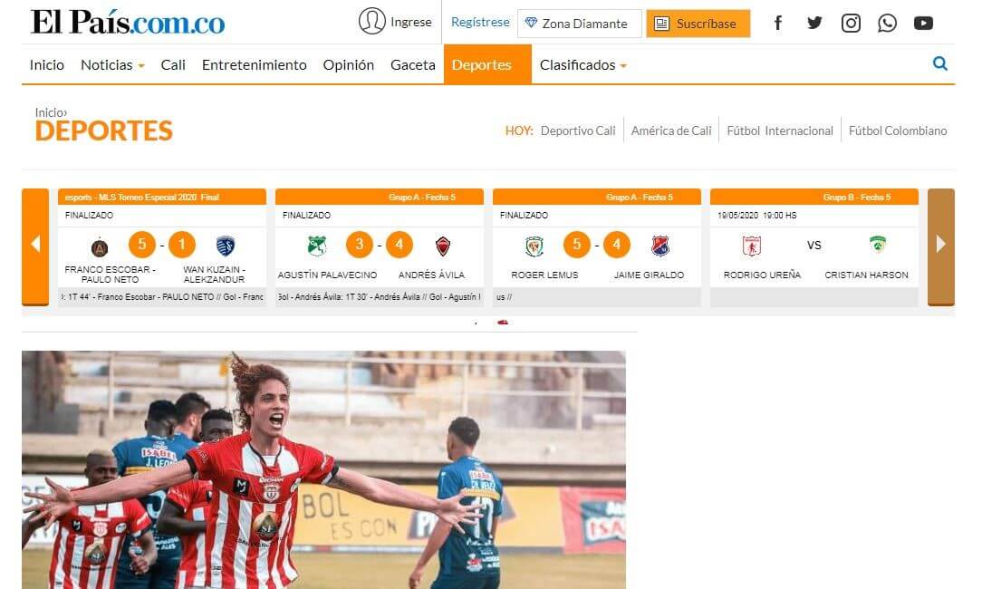 periodicos de colombia 43 el pais com deportes website