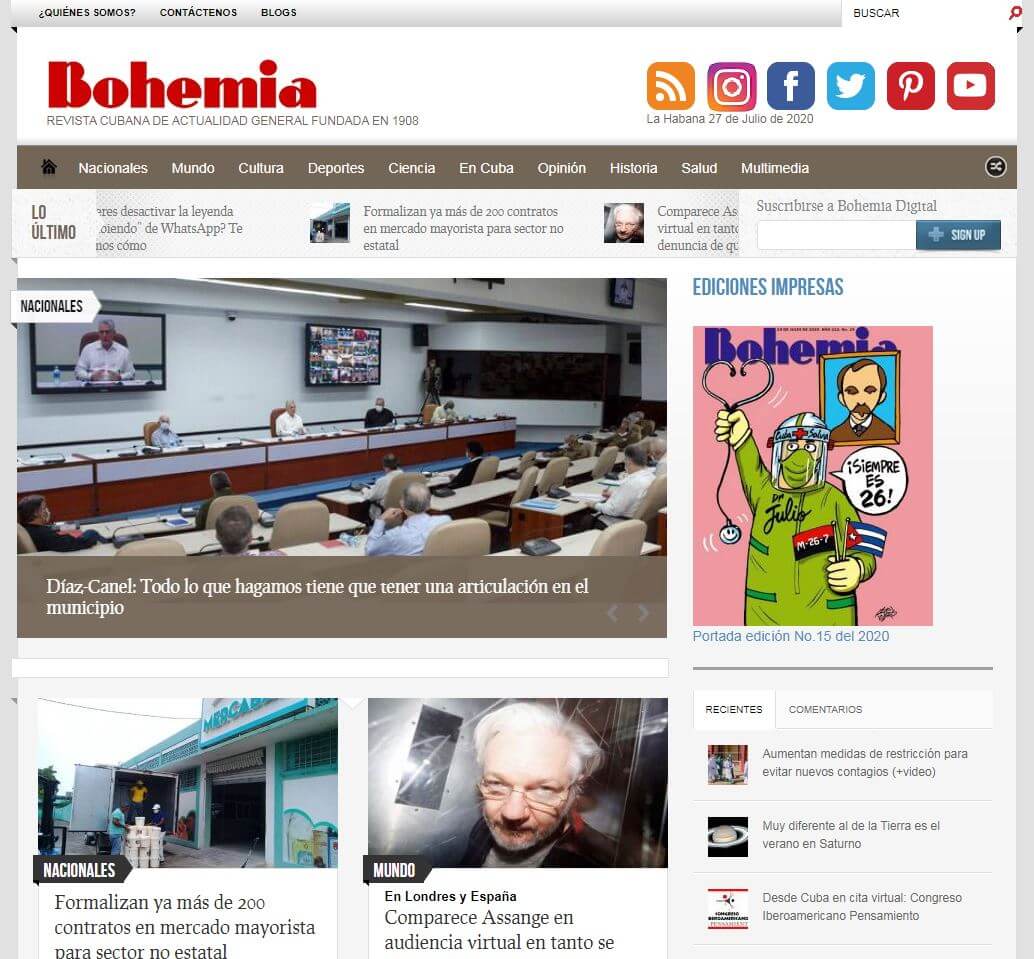 periodicos de cuba 29 bohemia website