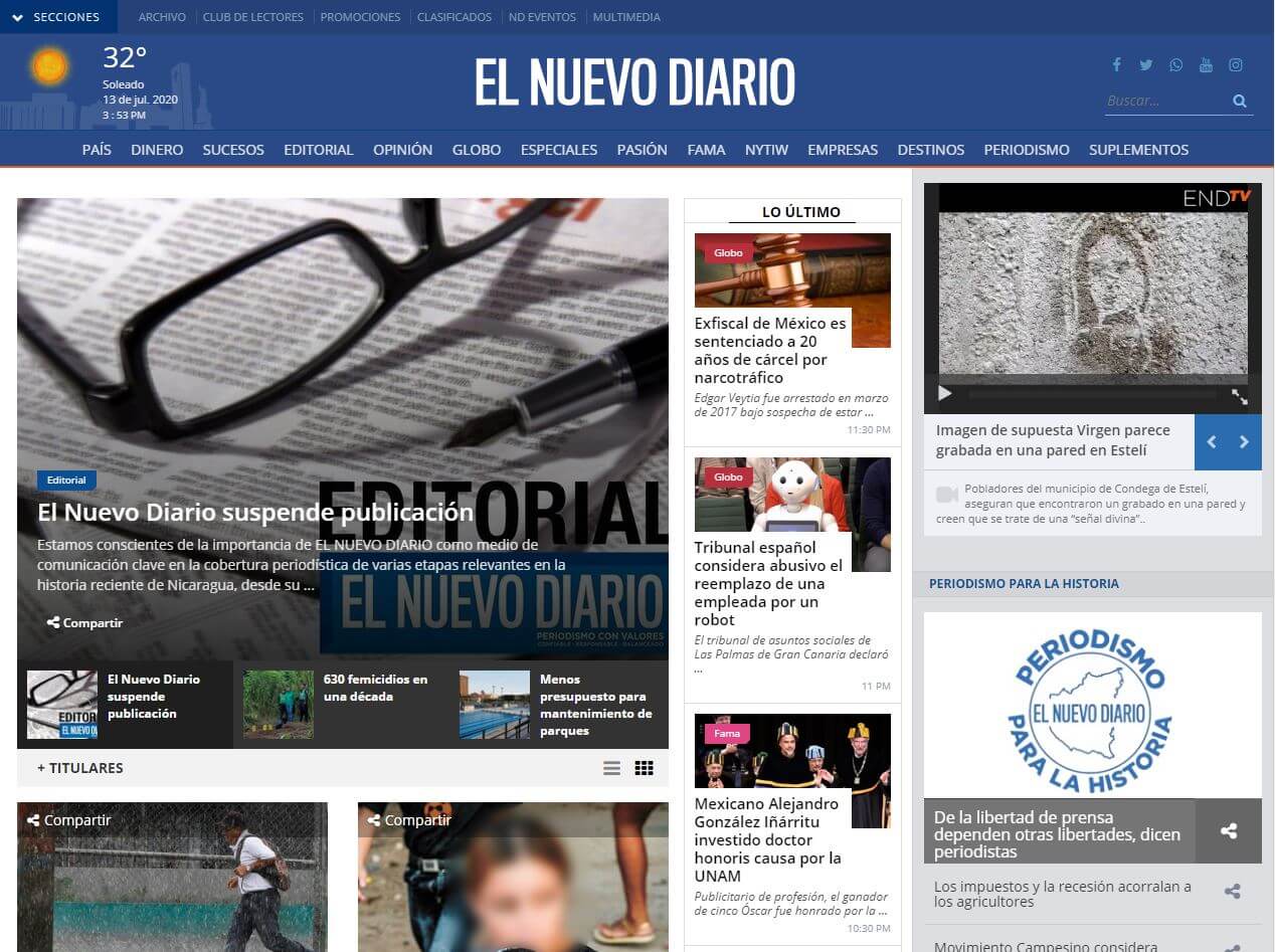 periodicos de nicaragua 02 el nuevo diario website