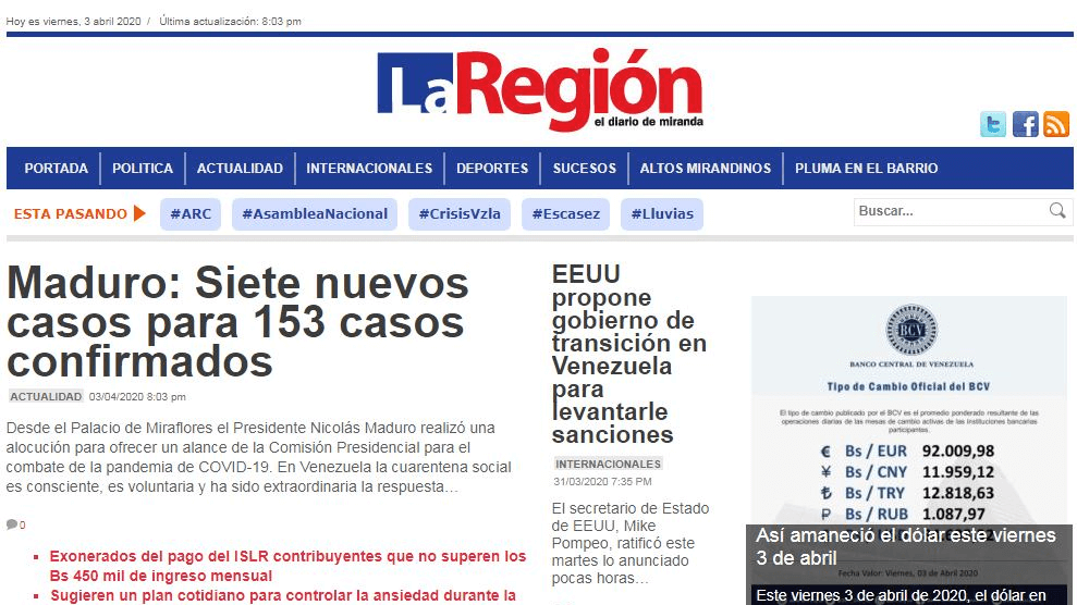 periodicos de venezuela 25 la region website