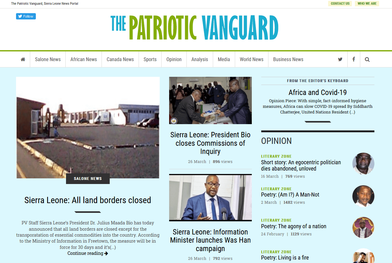 sierra leone newspapers 6 the patriotic vanguard websites