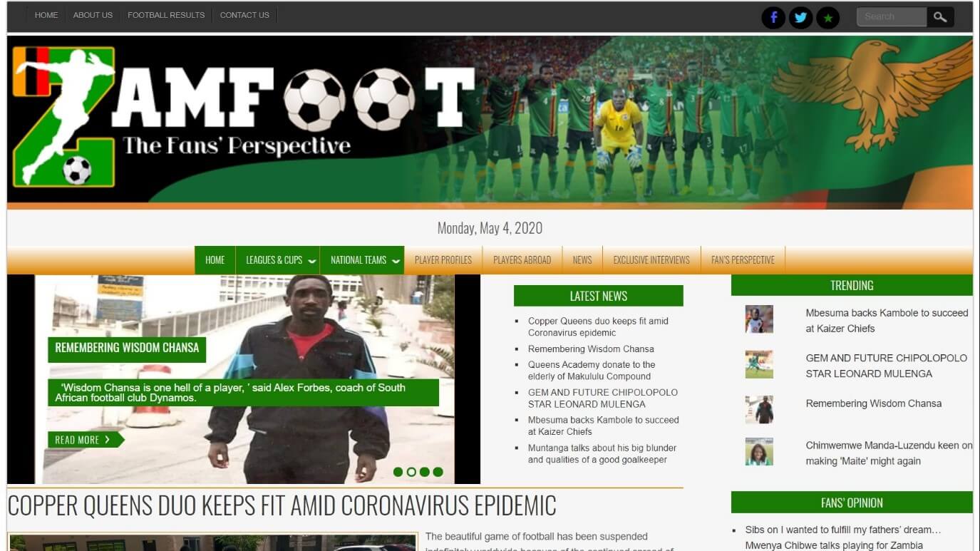 zambia newspapers 12 Zambian Football website
