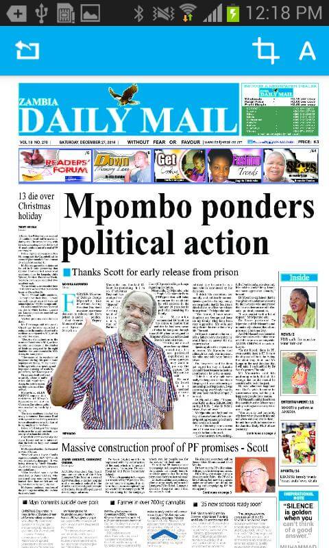 zambia newspapers 5 Zambia Daily Mail