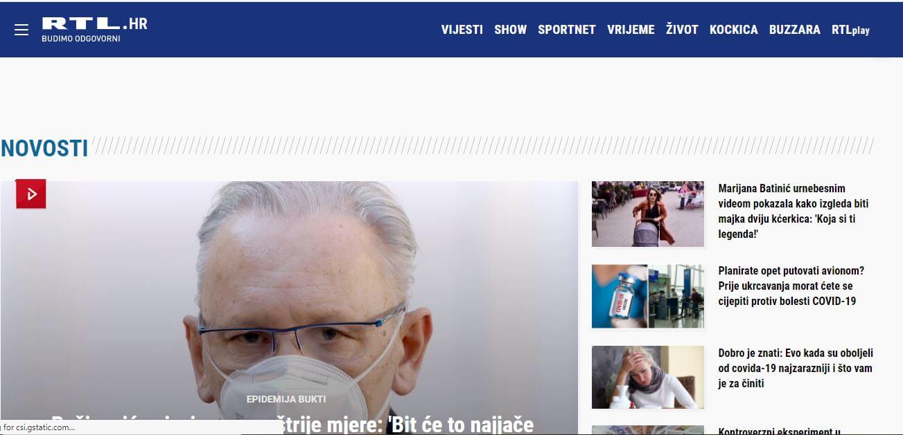 Croatian newspapers 11 RTL website