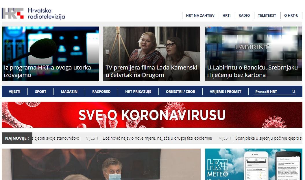 Croatian newspapers 14 Hrt website