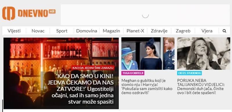 Croatian newspapers 16 Dnevno website