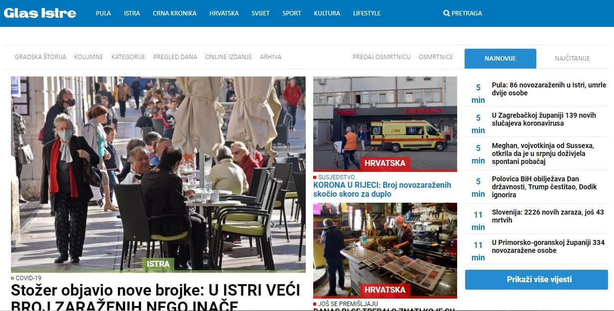Croatian newspapers 17 Glas Istre website