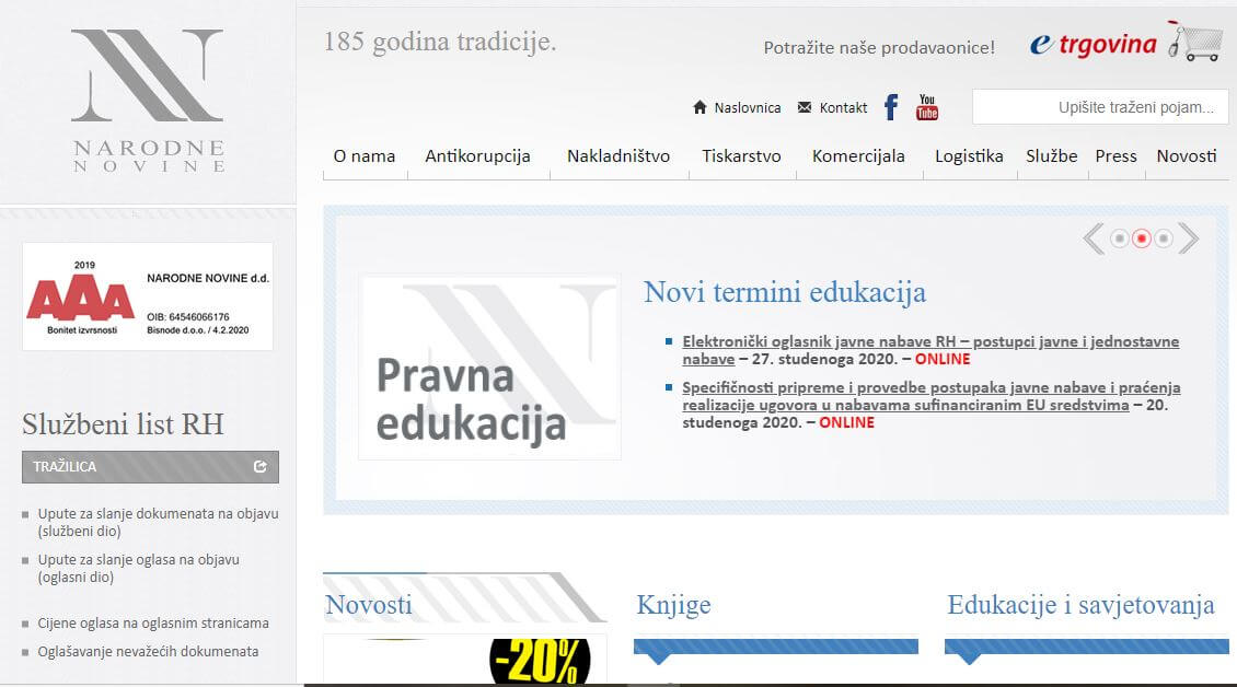 Croatian newspapers 21 Narodne novine website