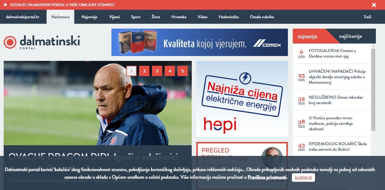 Croatian newspapers 22 Dalmatin website