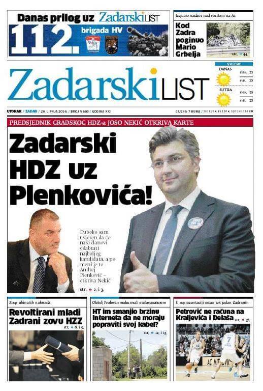 Croatian newspapers 31 Zadarski list