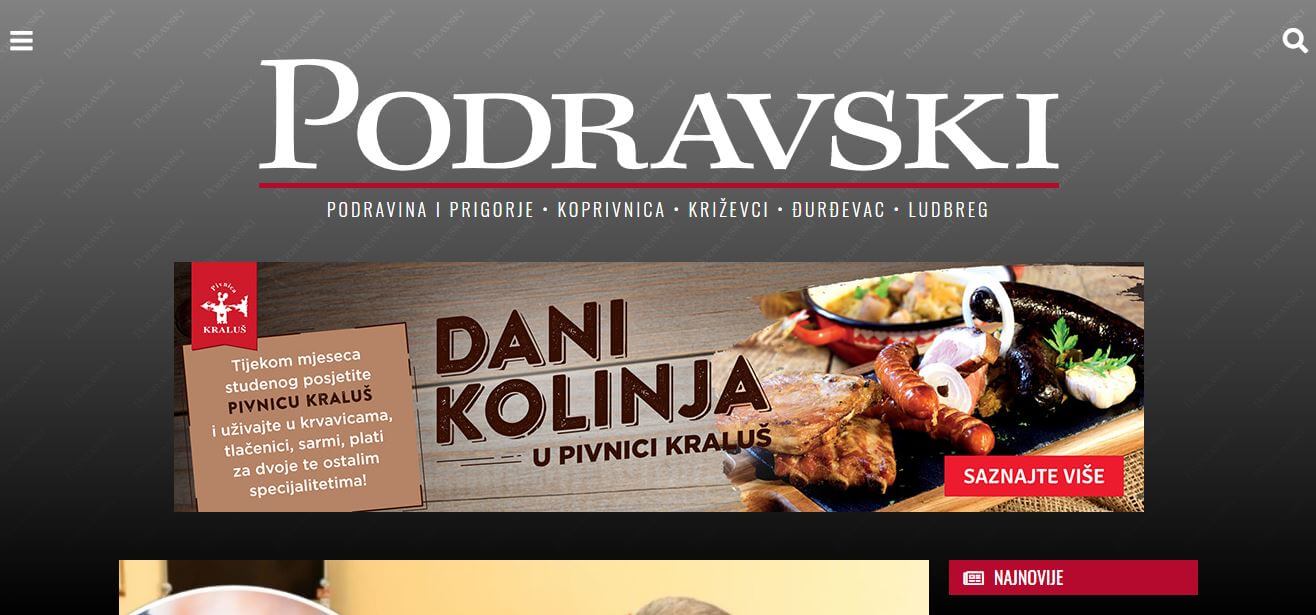 Croatian newspapers 35 Podravski List website