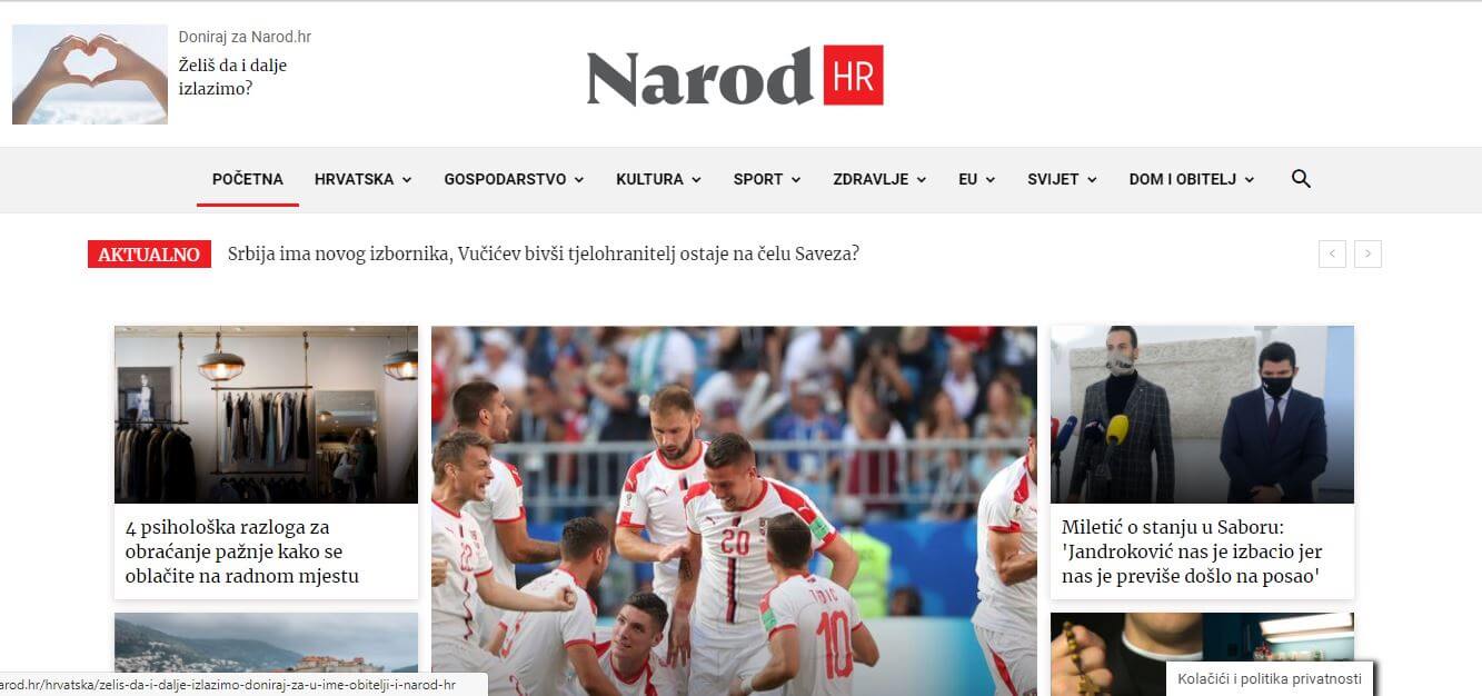 Croatian newspapers 7 Narod website