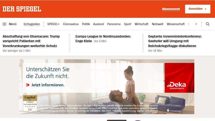 German 1 Der Spiegel website
