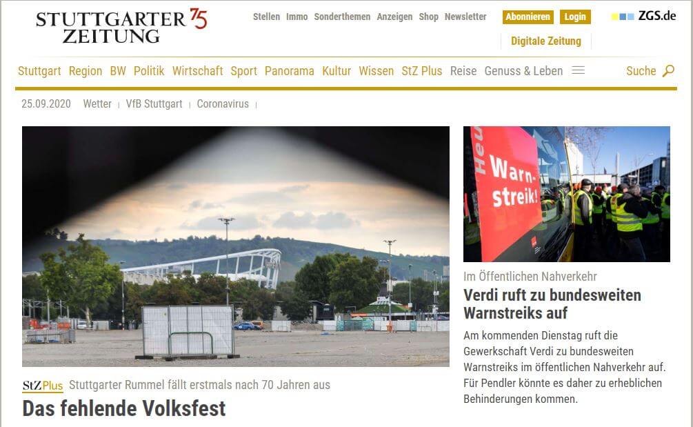 German 32 Stuttgarter Zeitung website