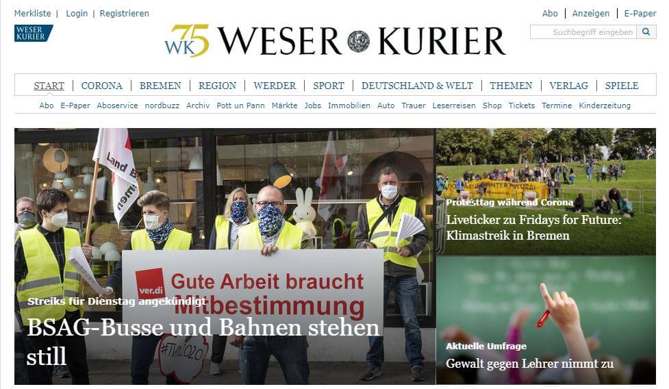 German 36 Weser Kurier website