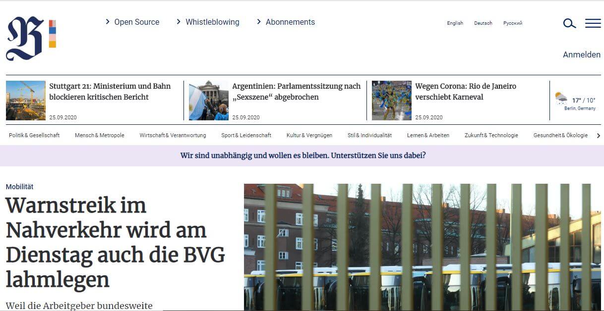 German 37 Berliner Zeitung website