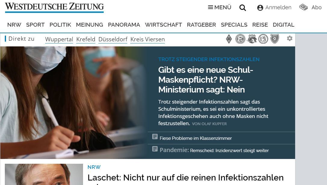 German 43 Westdeutsche Zeitung website