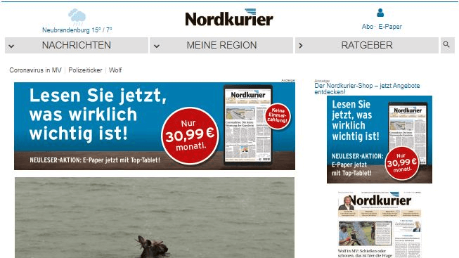 German 48 Nordkurier website