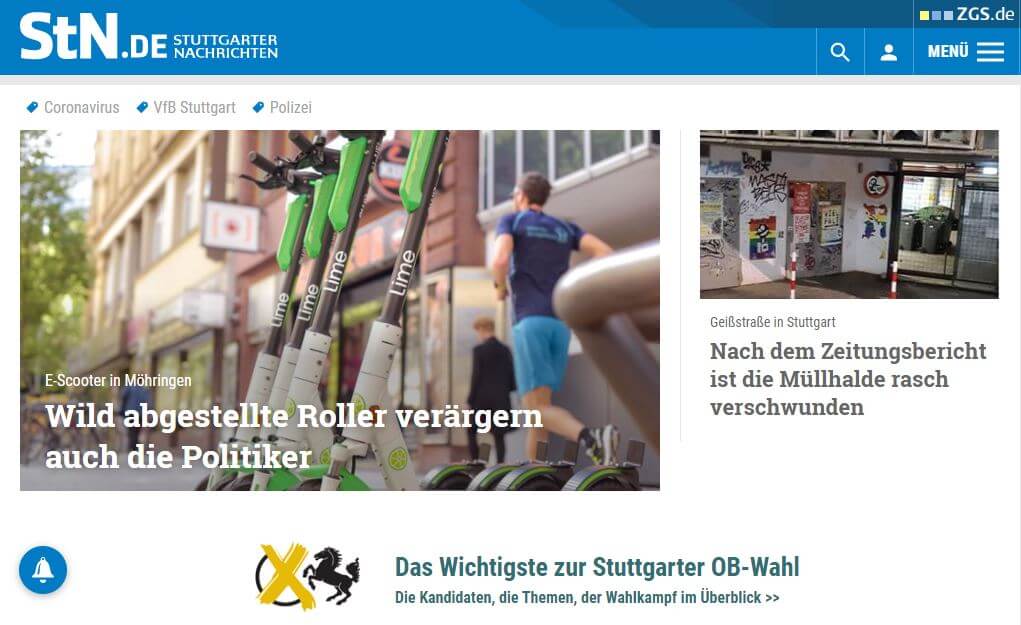 German 50 Stuttgarter Nachrichten website