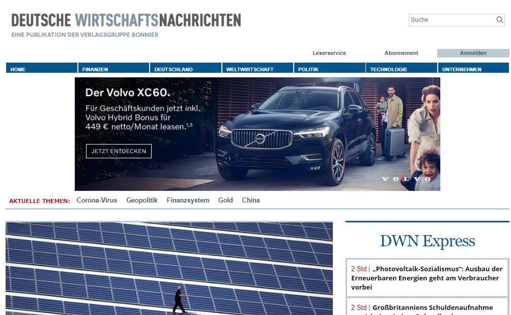 German 57 Deutsche Wirtschafts Nachrichten website
