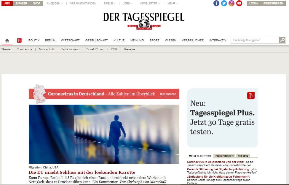 German 9 Der Tagesspiegel website