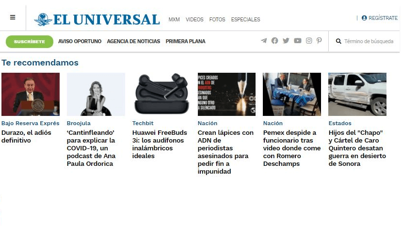 Mexico 2 El Universal website