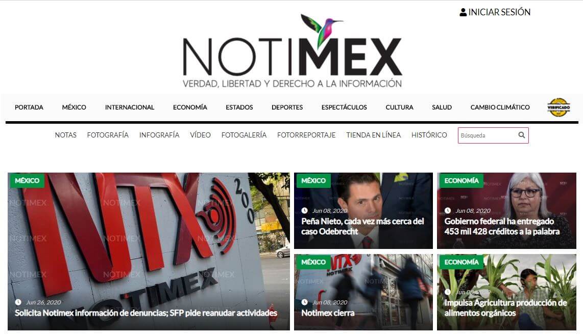 Mexico 23 Notimex website
