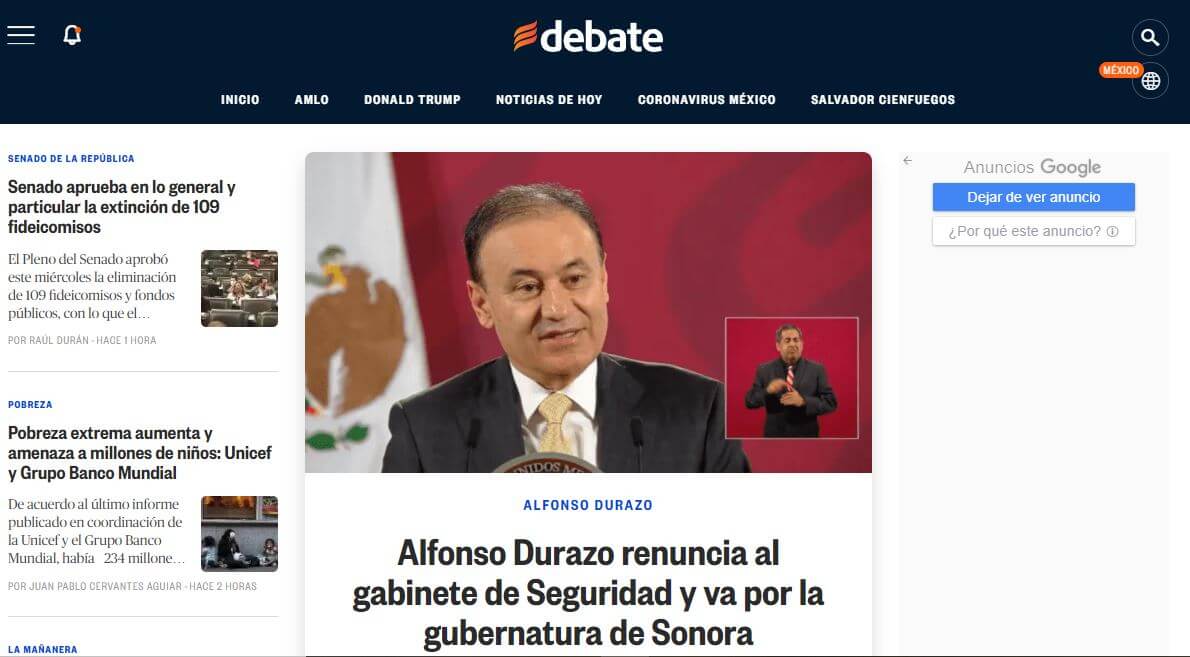 Mexico 5 El Debate website